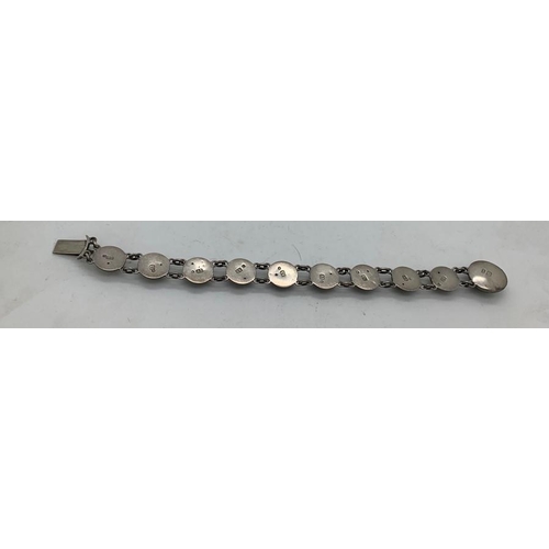 79 - Russian silver Niello decorated bracelet, maker Andrei Karlovich Adler, each section fully marked.