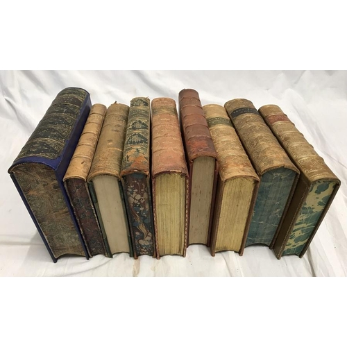 801 - Selection of 8 leather bound gilded college books and one other hardback book. Poetry and Fiction. S... 