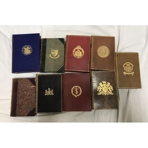 801 - Selection of 8 leather bound gilded college books and one other hardback book. Poetry and Fiction. S... 