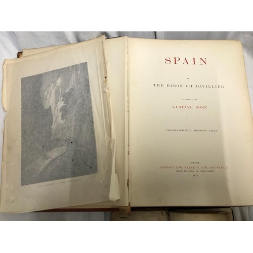 806 - Books. Large gilt decorated book. Spain by The Baron Ch. Davillier, illustrated by Gustav Dore 1876.... 