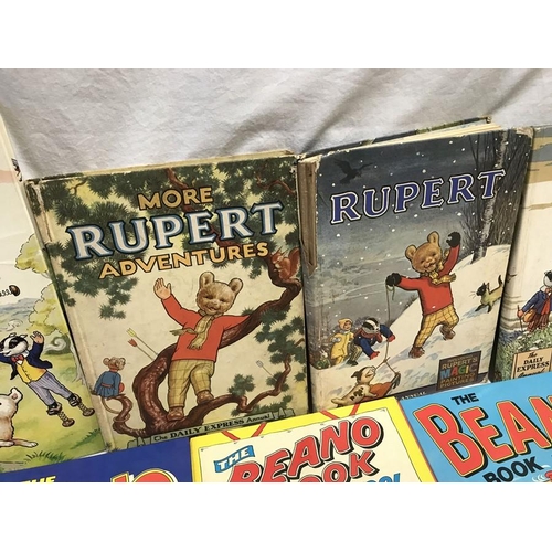 809 - Selection of children's annuals, 5 x Rupert Bear, 1950/60's, 12 Beano annuals 1982 to 1993. Battle o... 