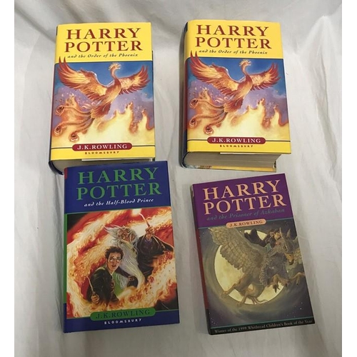 810 - J.K. Rowling Harry Potter books, three hardback one Half Bloody Prince First Edition, 2 x Order of t... 