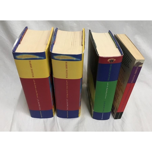 810 - J.K. Rowling Harry Potter books, three hardback one Half Bloody Prince First Edition, 2 x Order of t... 