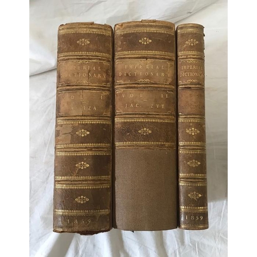 811 - Leather bound book in three volumes. The Imperial Dictionary. Blackie and Sons print 1859.