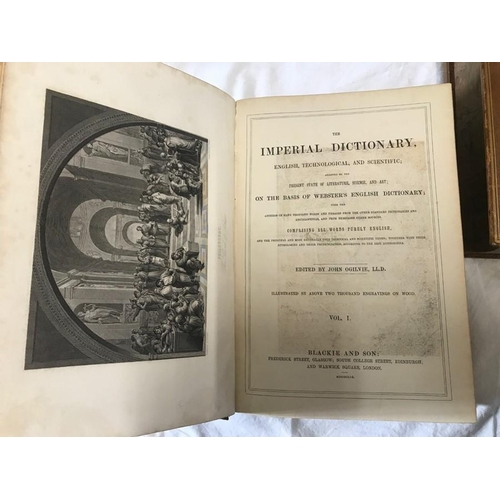 811 - Leather bound book in three volumes. The Imperial Dictionary. Blackie and Sons print 1859.