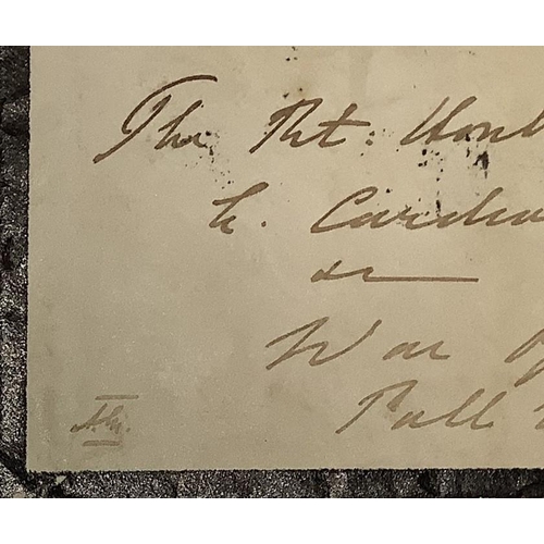 816 - An empty stamped envelope from King Edward VII dated 1872 and initialled ‘A.E.’ to Person unknown ‘t... 