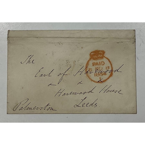 817 - An empty stamped envelope from Lord Palmerston (1784-1865), Prime Minister (2 terms) to the Earl of ... 