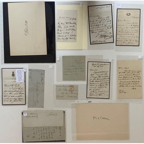 819 - A collection of 22 hand written and typed letters and envelopes together with 2 signature cards by L... 