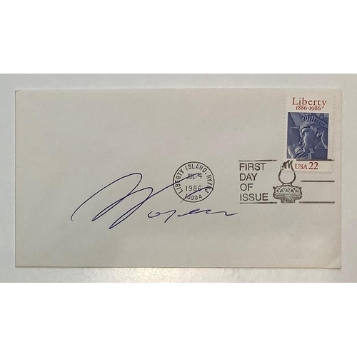 820 - A First Day Issue of the Statue of Liberty stamped 4th July 1986 and signed by Lech Walesa, Noble Pe... 