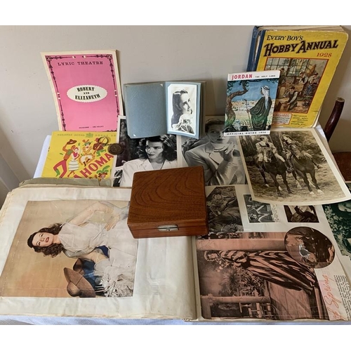 821 - Vintage movie memorabilia to include scrap book and contents, mainly Katherine Hepburn, theatre prog... 