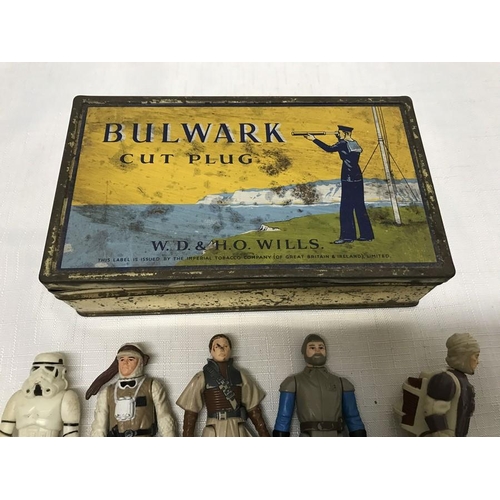 839 - Collection of nine Star Wars action figures L.F.L 1980's, playworn, together with a Wills Bulwark cu... 