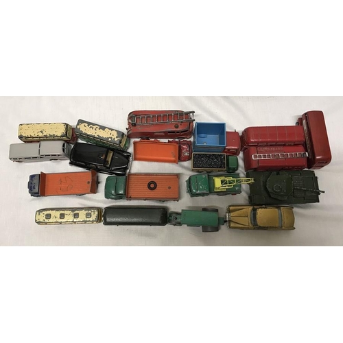 846 - Dinky and Corgi mixed collection of diecast vehicles x 19, playworn. Buses, Fire Engines and commerc... 