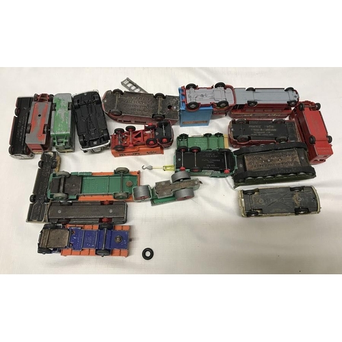 846 - Dinky and Corgi mixed collection of diecast vehicles x 19, playworn. Buses, Fire Engines and commerc... 