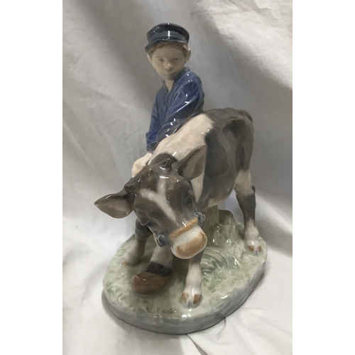 200b - Royal Copenhagen Denmark figurine, bot with calf 17cms h x 17cms l x 10cms w. Model number 72.