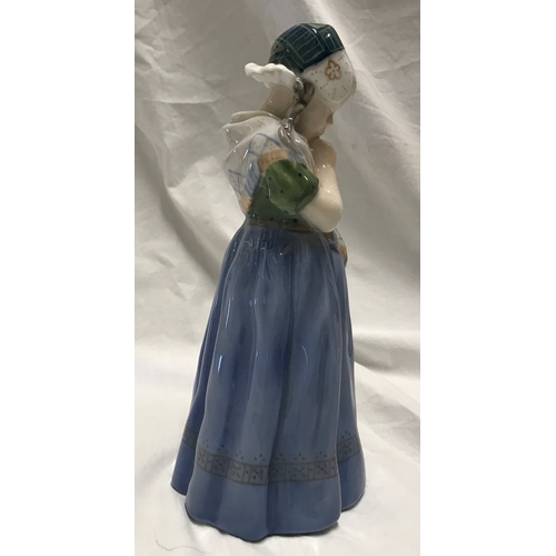 200d - Royal Copenhagen Denmark figurine, Girl with pony tails 21.5cms h x 11cms w x 9cms, signed to the ba... 