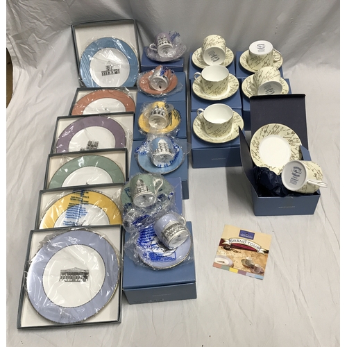 280B - Wedgwood, Grand Tour collection. 6 decorative plates 20.5cms w, 6 coffee cup and saucers and Bicente... 