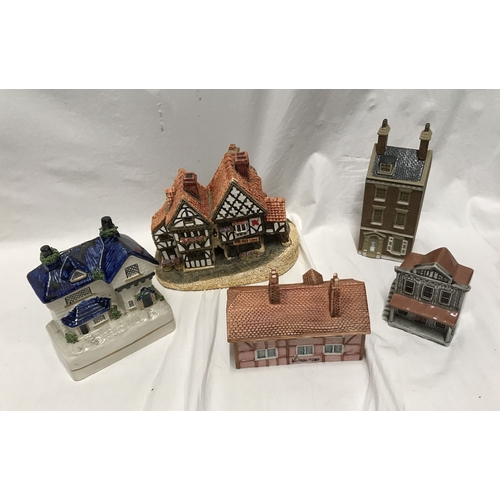 280D - Pottery cottage and houses, Staffordshire style money money box house 13cms h, Italian TL pottery co... 