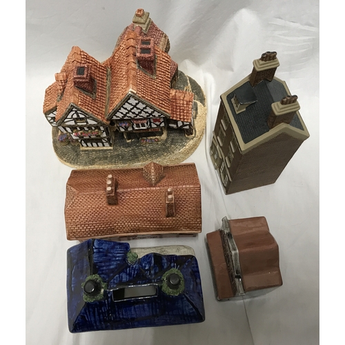 280D - Pottery cottage and houses, Staffordshire style money money box house 13cms h, Italian TL pottery co... 