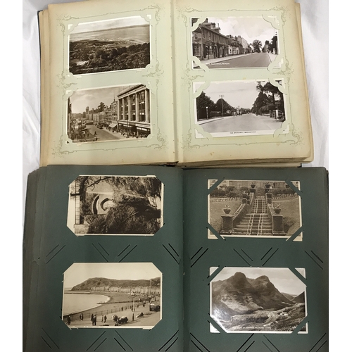 1253 - Two albums of postcards. 400 cards British topographical early 20thC, some photo cards and portrait ... 