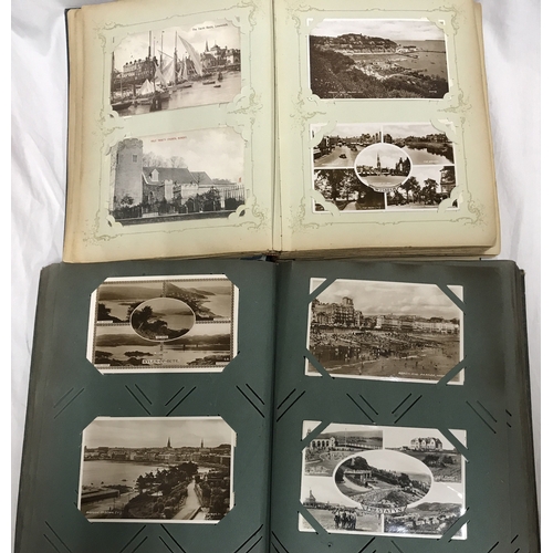 1253 - Two albums of postcards. 400 cards British topographical early 20thC, some photo cards and portrait ... 