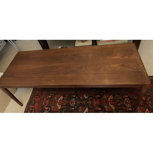 1286 - A mid Century Trich rosewood long John coffee table. Made in Denmark, 150 x 54cms,