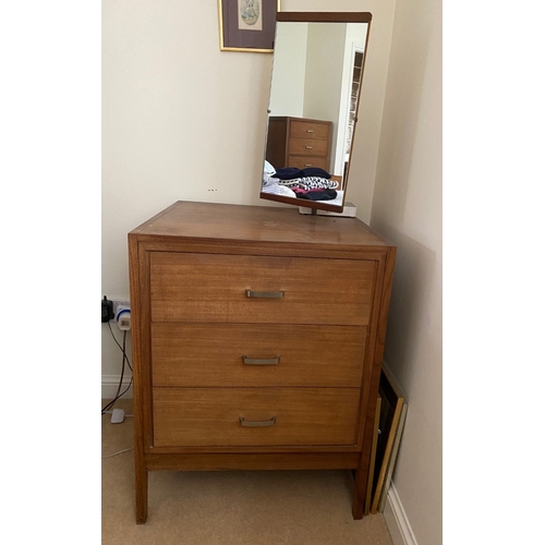 1609 - A Vanson 1960's bedroom suite. 111cms x 56 w x 74.5cms h. 3 height chest with mirror. 6 height chest... 