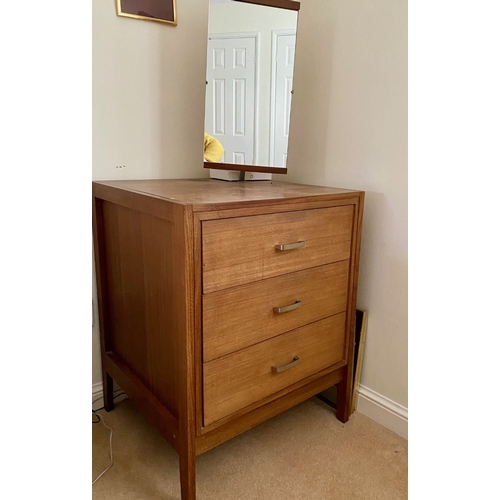 1609 - A Vanson 1960's bedroom suite. 111cms x 56 w x 74.5cms h. 3 height chest with mirror. 6 height chest... 