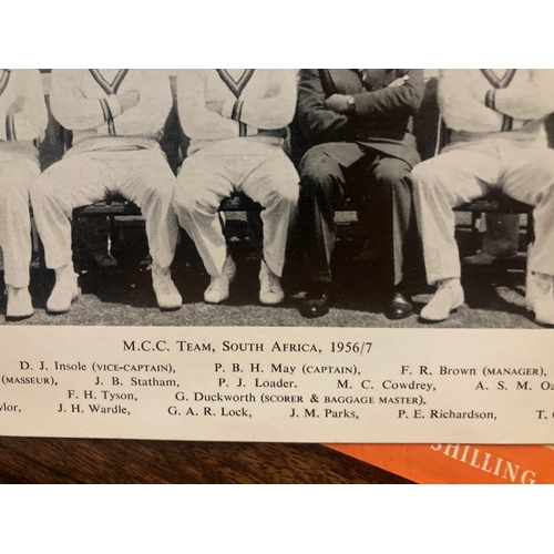 766 - Collection of cricket programmes and magazines, signed photos, MCC South Africa 1956, signed paper w... 