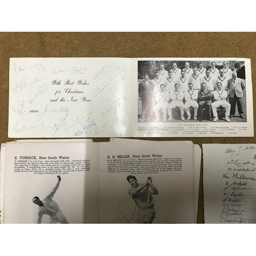 766 - Collection of cricket programmes and magazines, signed photos, MCC South Africa 1956, signed paper w... 