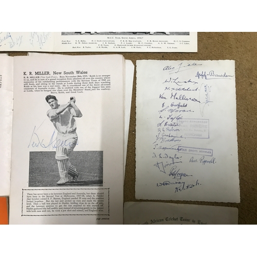 766 - Collection of cricket programmes and magazines, signed photos, MCC South Africa 1956, signed paper w... 