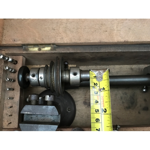 1223 - Late 19th/early 20thC jewellers lathe and fitting to include jewellery precision depth gauge.