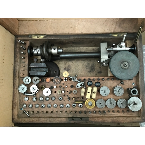 1223 - Late 19th/early 20thC jewellers lathe and fitting to include jewellery precision depth gauge.