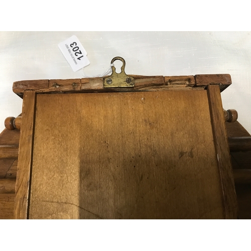 1203 - Two vintage oak framed wall mounted perpetual wall calendars, both with rolling day/date/month.