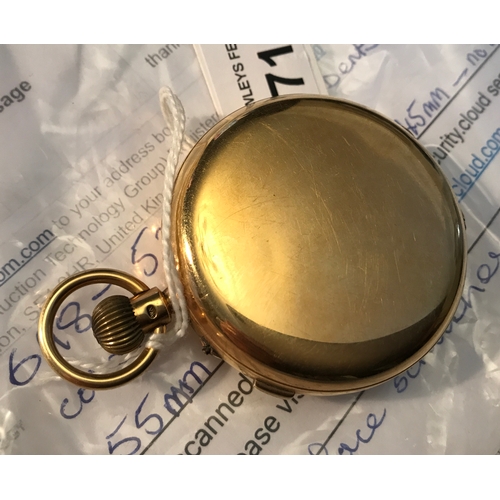 716 - An 18ct gold cased pocket watch. Maker Charles John Hall Marlow, London 1916. 130.2gms total weight.... 