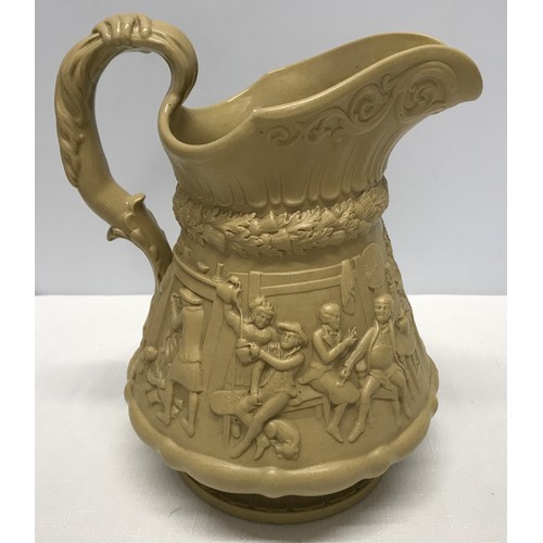 9 - W Ridgeway relief moulded jug of Tam O'Shanter with impressed stamp 1835. 23 cm H.