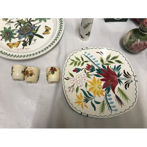 28 - Pottery selection to include Portmeirion Botanic Gardens plate 31cm d, tall vase with box 23cm h, me... 