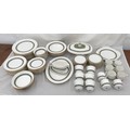 A large quantity of Royal Doulton Rondelay H5004 china to include 12 dinner plates 27cm w, 6 soup bo... 