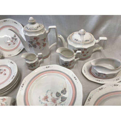 43 - A selection of Queens bone china Francine pattern china to include 67 pieces.
