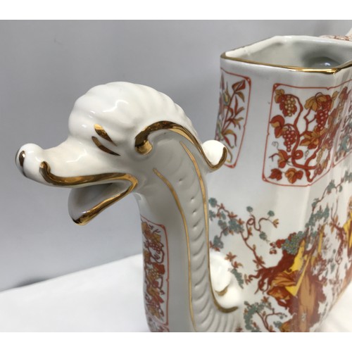 44 - Italian pottery large decorative teapot with a swan head spout Carraresi V.V. Calenzano Firenze dec ... 
