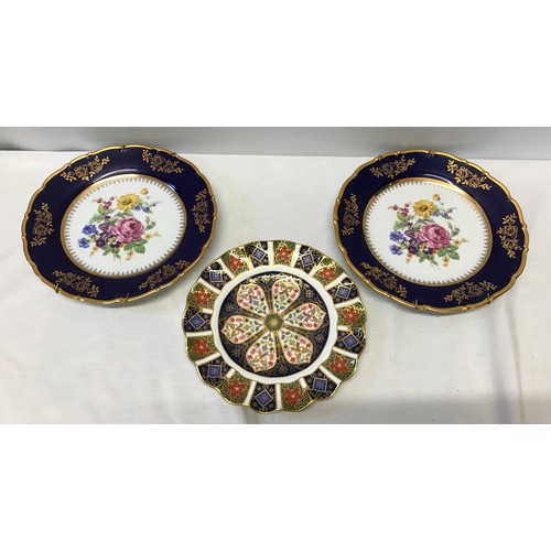 48 - Three plates to include a Royal Crown Derby Imari Evening Star plate 22cm d and a pair of Czechoslov... 