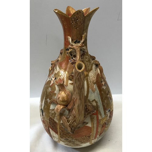 68 - Late Meiji period Satsuma wine ewer, gilt decoration with figures 27cm h x 32cm w and signed to base... 