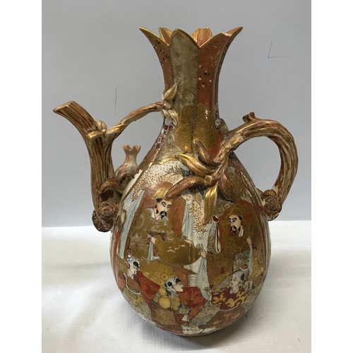 68 - Late Meiji period Satsuma wine ewer, gilt decoration with figures 27cm h x 32cm w and signed to base... 