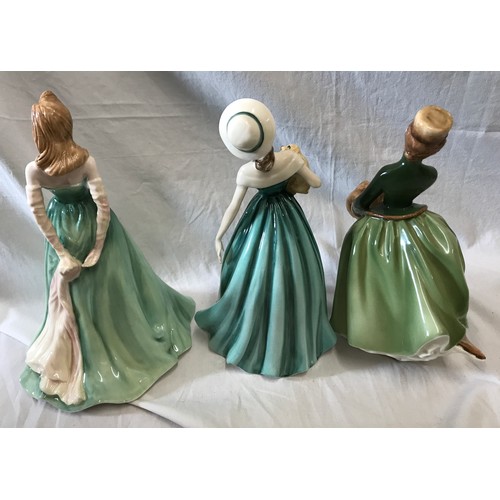 71 - Three Royal Doulton figurines, Eleanor HN4463 21cm h, Sophie HN3715 22cm h, Grace HN2318 21cm h.