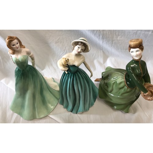 71 - Three Royal Doulton figurines, Eleanor HN4463 21cm h, Sophie HN3715 22cm h, Grace HN2318 21cm h.