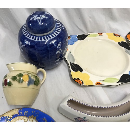 77 - Pottery collection to include Royal Albert Gossamer 4 cups and saucers, Wedgewood black jug 13cm, Le... 