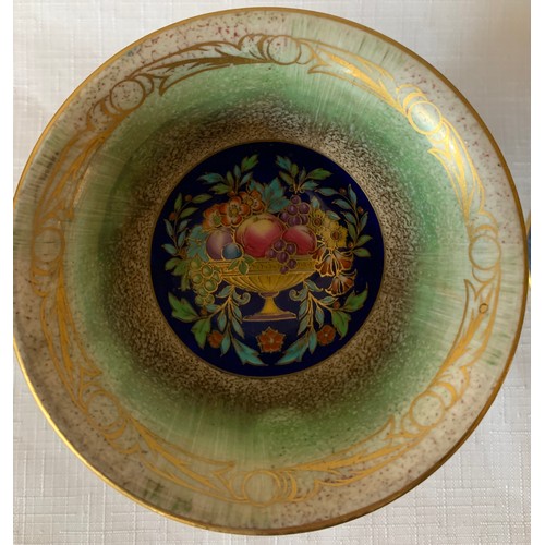 80 - Two Minton lustre bowls with interiors decorated with still lives. 11cms h.