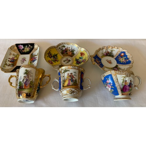 82 - Six pieces of 19thC and early 20thC porcelain to include  Augustus Rex Meissen and 3 Dresden.