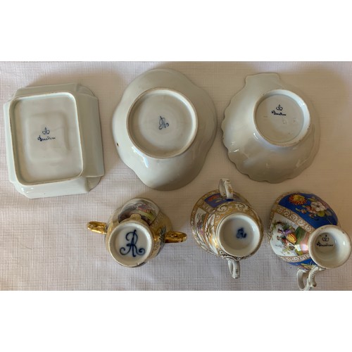 82 - Six pieces of 19thC and early 20thC porcelain to include  Augustus Rex Meissen and 3 Dresden.