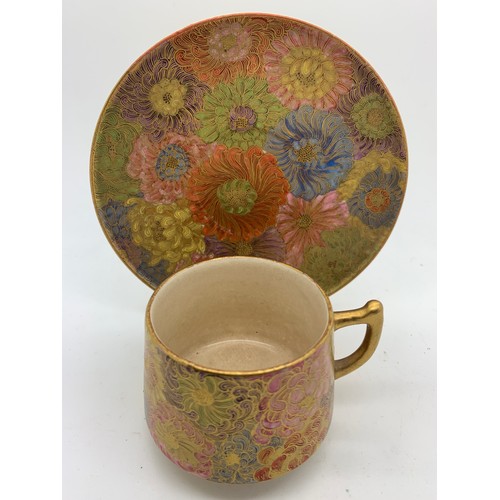 85 - A finely decorated Satsuma cup and saucer. Saucer 11.5cms d.