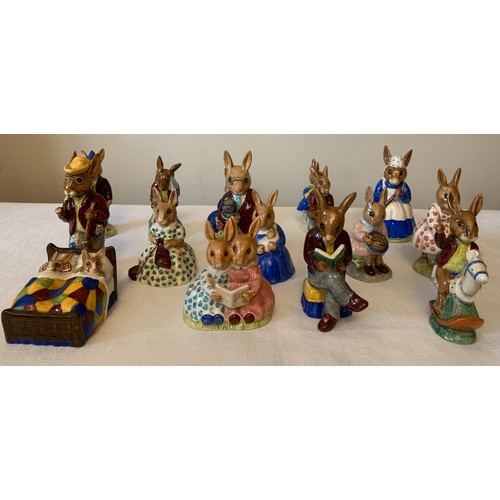 124 - Fourteen Royal Doulton Bunnykins figures to include Storytime, Tally Ho, Sleepytime, Grandpa's Story... 